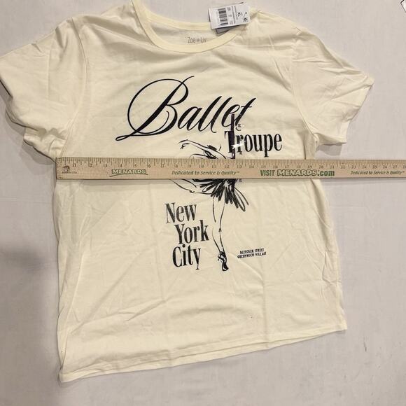 Zoe + Liv NYC Ballet Troupe T Short In Ivory Womens Size Xl New - Picture 6 of 7
